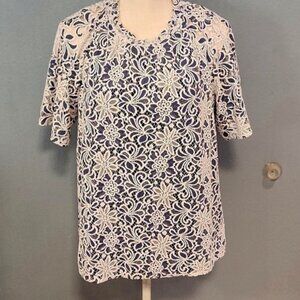 floral lace ruffled formal blouse